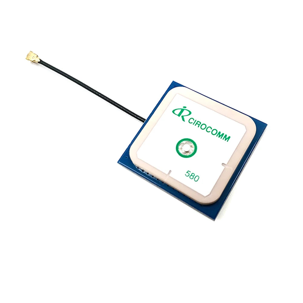 Antena GPS Activa Interna Beitian BT-580 Cirocomm (Cerámica 25x25x2mm, 32dB Ganancia, Conector IPEX, Cable 5cm)