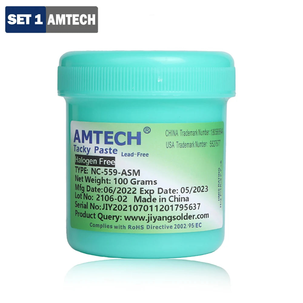 Flux Pasta Soldar Amtech NC-559-ASM / NC-559 (100g) No Clean para SMD/BGA Rework Station Suministros Soldadura