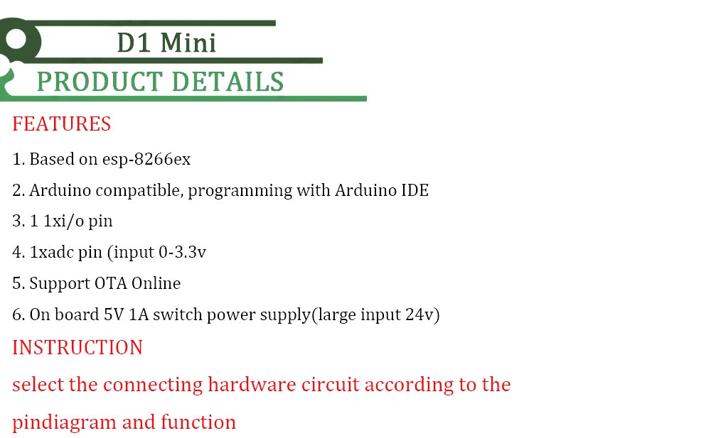 Lote 1-10 Pcs Módulo Wemos D1 Mini WiFi ESP8266 (ESP-12F) CH340G V2 USB-C/Micro Placa Desarrollo 3.3V + Pines Arduino
