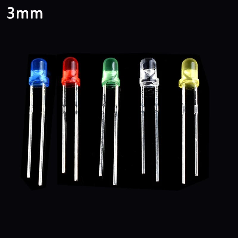 Kit Surtido Diodos LED 3mm/5mm (DIP, Rojo/Naranja/Amarillo/Verde/Azul/Blanco) Componentes Electrónicos