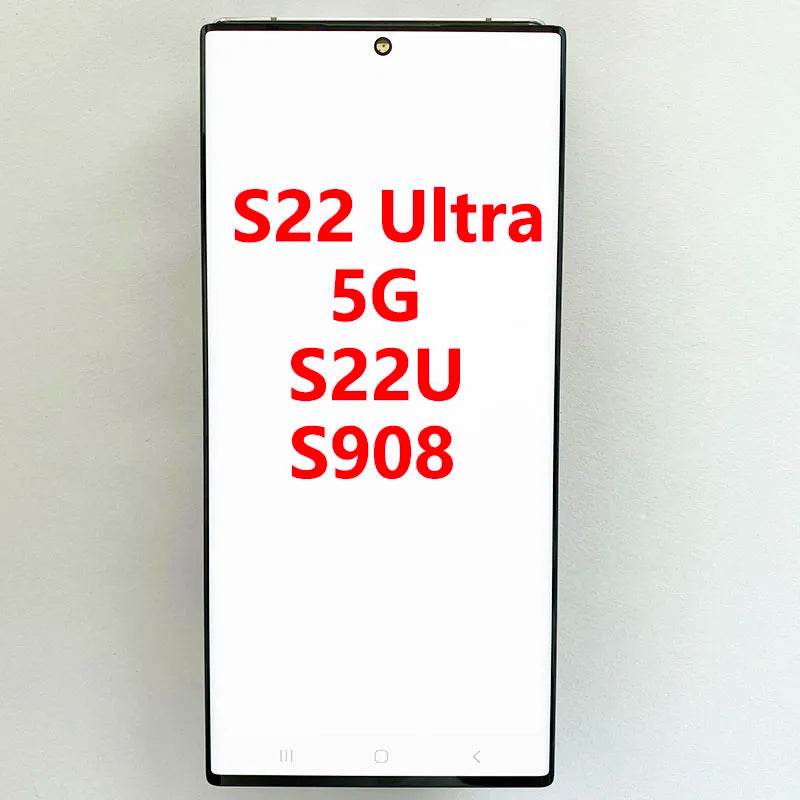 Pantalla 6.8" Super AMOLED con Marco y Digitalizador Táctil para Samsung S22 Ultra (S22U/S908B/S908U) (Con Defecto Estético)