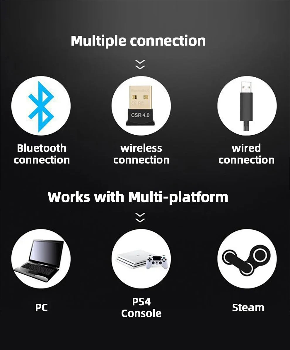 Mando Joystick Inalámbrico Bluetooth para PS4 Slim/Pro/PC/iOS/Android (Doble Vibración)