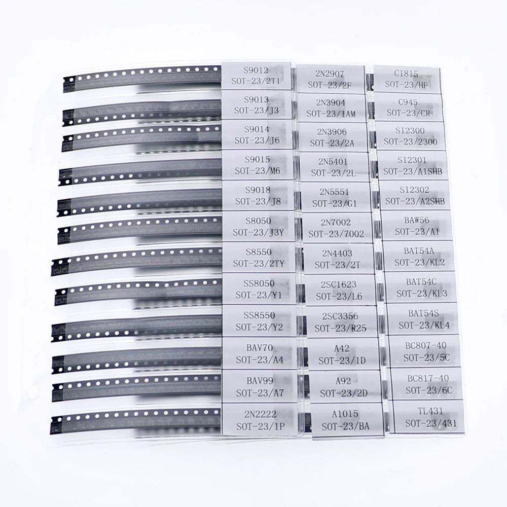Kit Surtido Transistores/Componentes SMD (36 Valores Comunes) Libro Muestras (Total 900 Piezas)