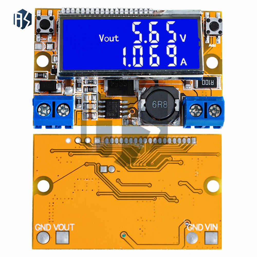 Módulo Convertidor Buck DC 5-23V a 0-16.5V 3A Max Step-Down Regulador Voltaje Ajustable LCD Dual Display