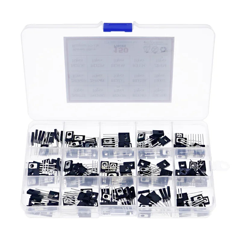 Kit Surtido 150 Pcs Transistores TO-126 (B772, D882, BD139, BD140, C106, D669, B649, D237, D238, 13003, BD136, BD235, BD438, BT134, 2P4M)