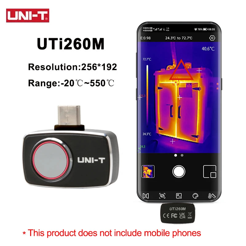 Termógrafo UNI-T UTi260M para Smartphone (Tipo C) - Cámara Térmica Infrarroja Tuberías/Circuitos PCB (No iPhone)