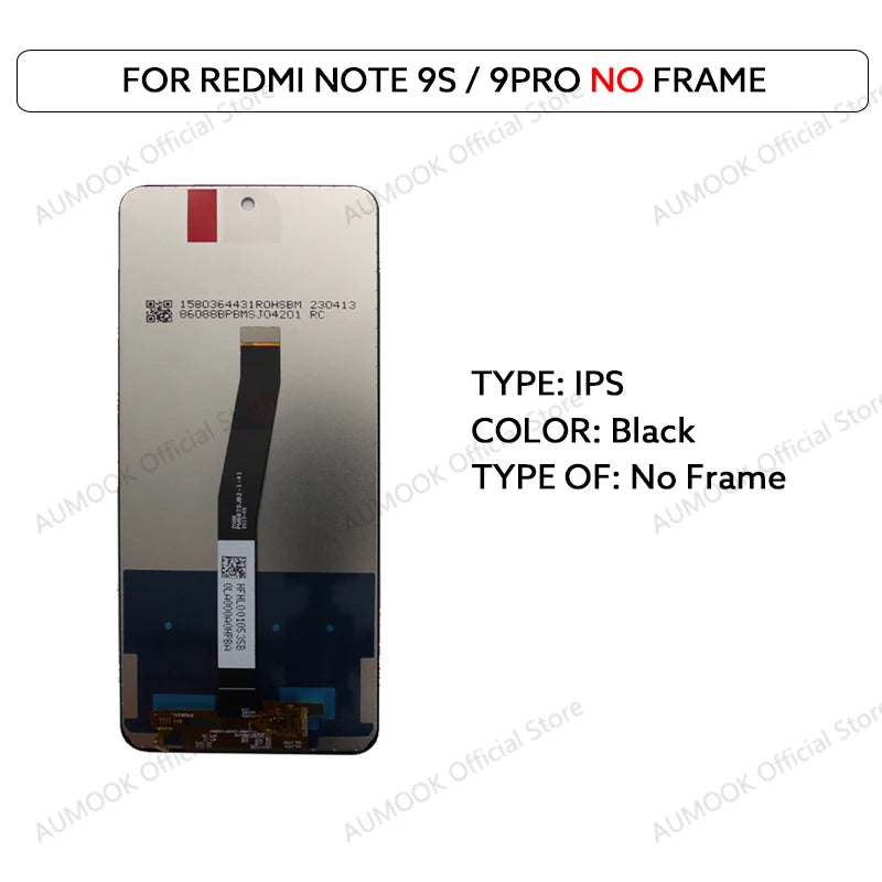 6.67" LCD Display For Xiaomi Redmi Note 9S Note 9 Pro Touch Screen Digitizer Assembly M2003J6A1G M2003J6B2G Replacement Parts