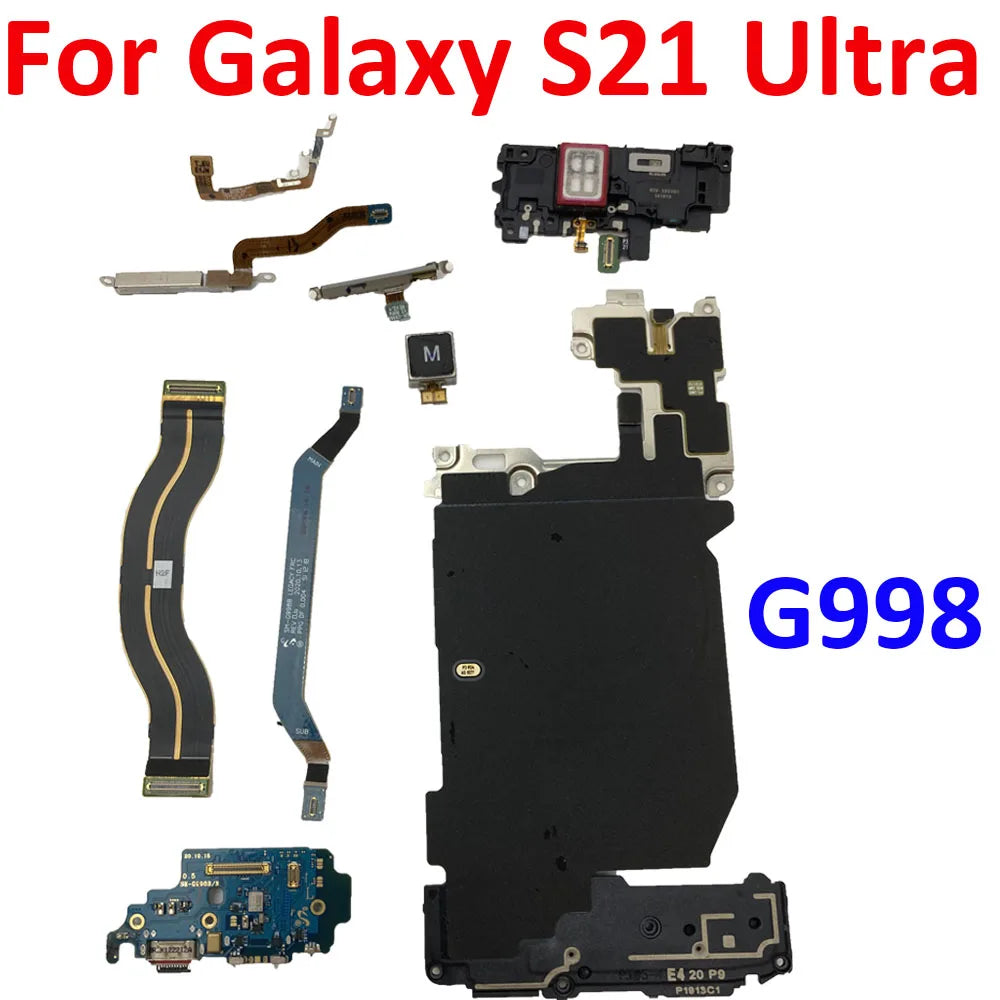 Bueno para Samsung Galaxy S21 Ultra G998 antena de señal NFC WIFI LCD Placa de carga inalámbrica Cable flexible micrófono 5G mmWave