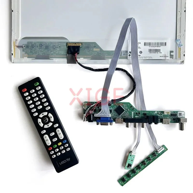 Kit Placa Controladora LCD Driver para Panel 15.6" B156XW02/XW03/XW04 (1366x768) TV Analógica LVDS 40pin VGA/HDMI/AV/USB