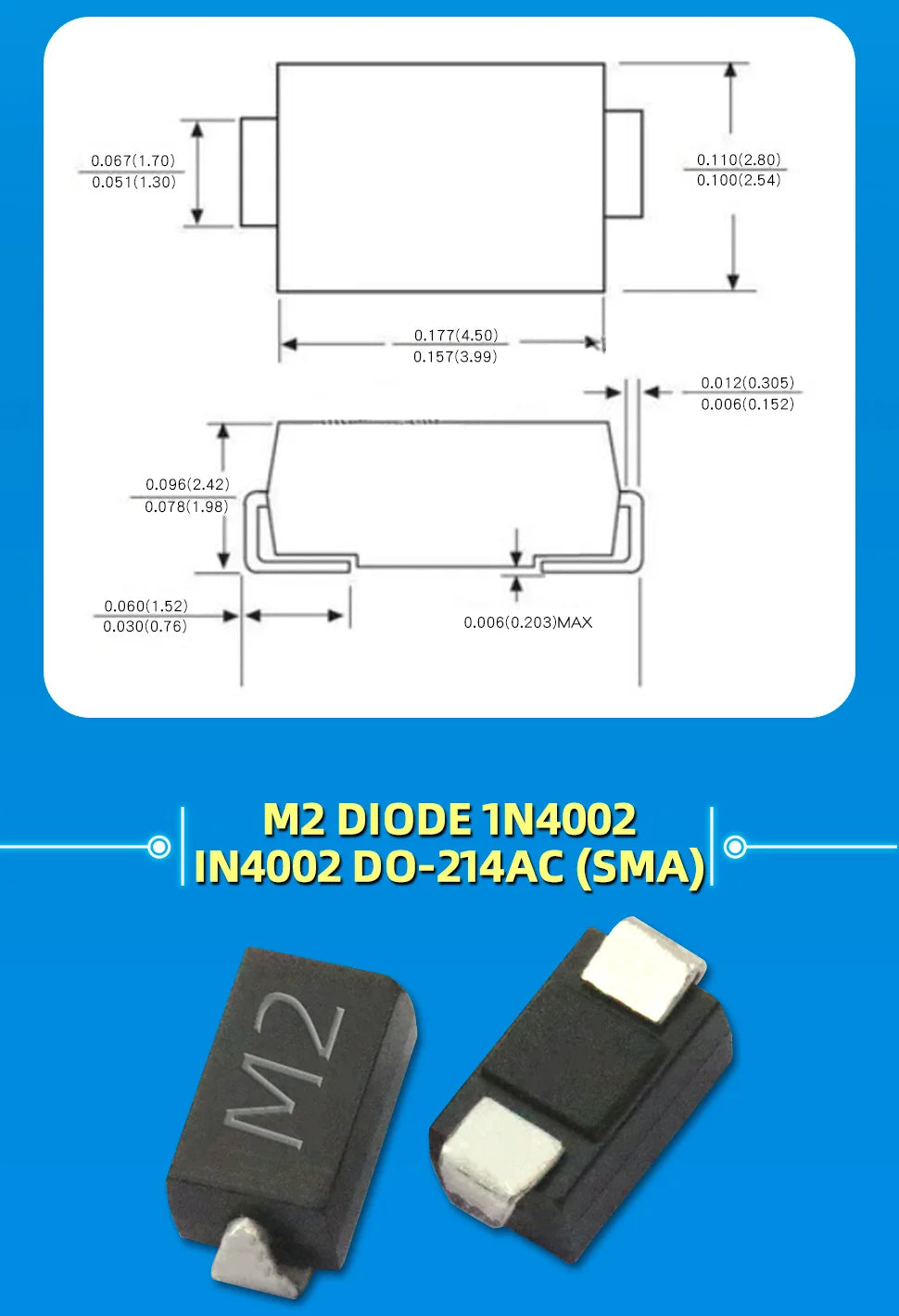 Kit Surtido Diodos SMD Rectificadores (M1, M4, M7) y Schottky - 100 Piezas