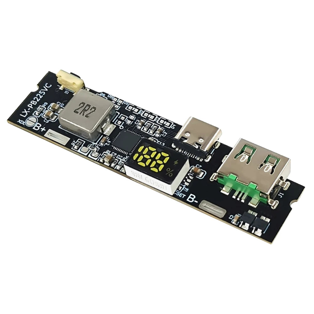 Módulo Power Bank Carga Rápida Bidireccional 22.5W DIY con Display Digital (USB/Tipo-C, Soporta VOOC)