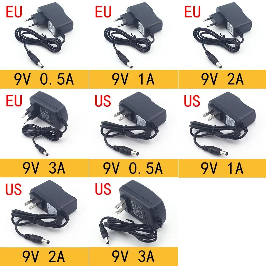 Adaptador Fuente Alimentación Universal AC 110-240V a DC 3V/5V/6V/9V/12V/15V/24V (0.5A-8A) Cargador Enchufe EU/US para Tira LED
