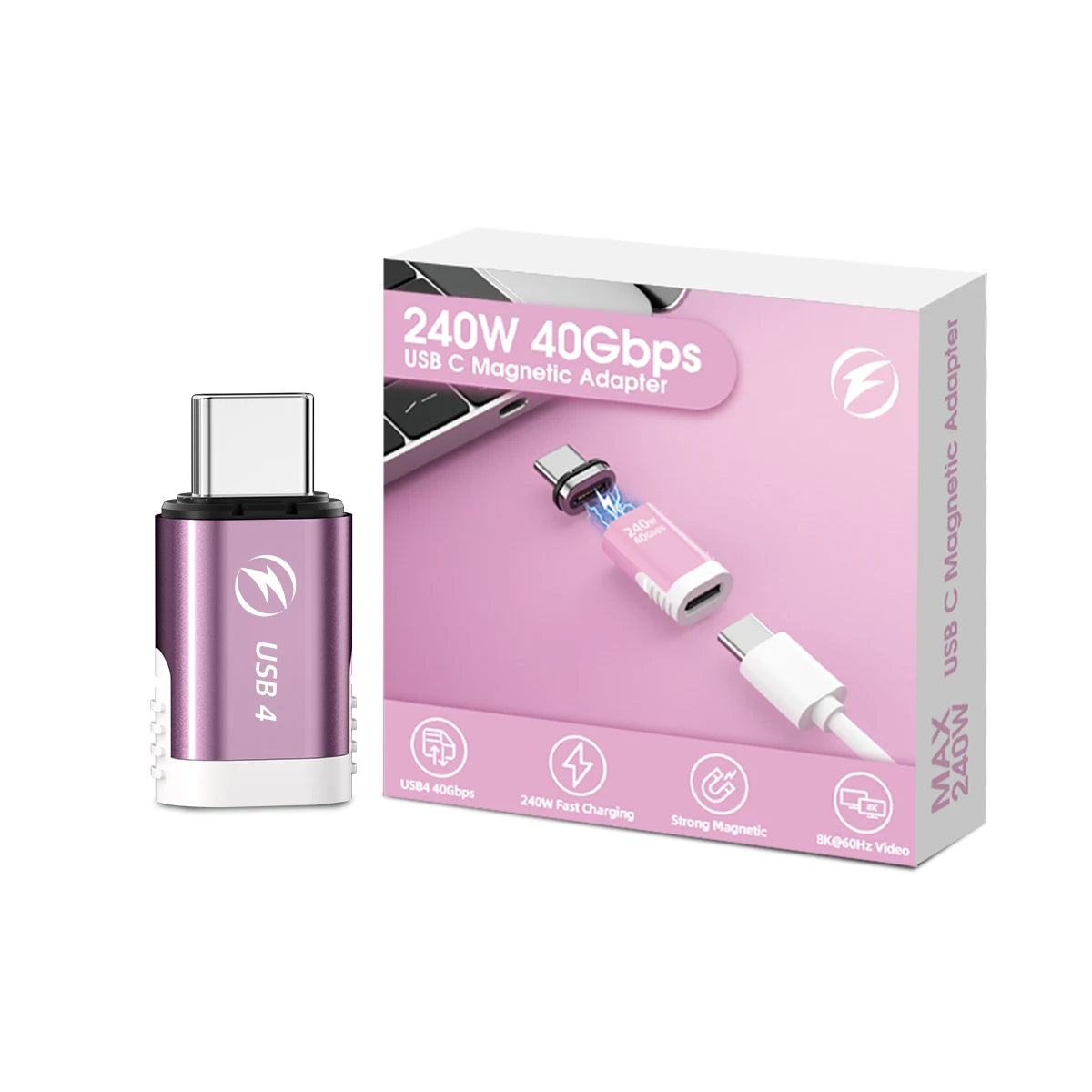 Adaptador Magnético USB-C Fonken 240W 40Gbps 8K@60Hz Video para MacBook Pro/Air y Otros Type-C