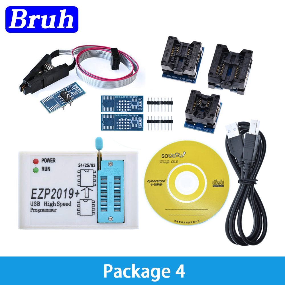 Programador USB SPI Alta Velocidad EZP2019 (Última Versión) + 12 Adaptadores para EEPROM 24/25/93, Flash 25 BIOS Chip