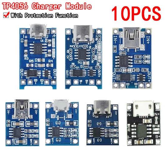 Lote 10/50 Pcs Módulo Cargador Batería Litio TP4056 USB-C 5V 1A 18650 con Protección Dual