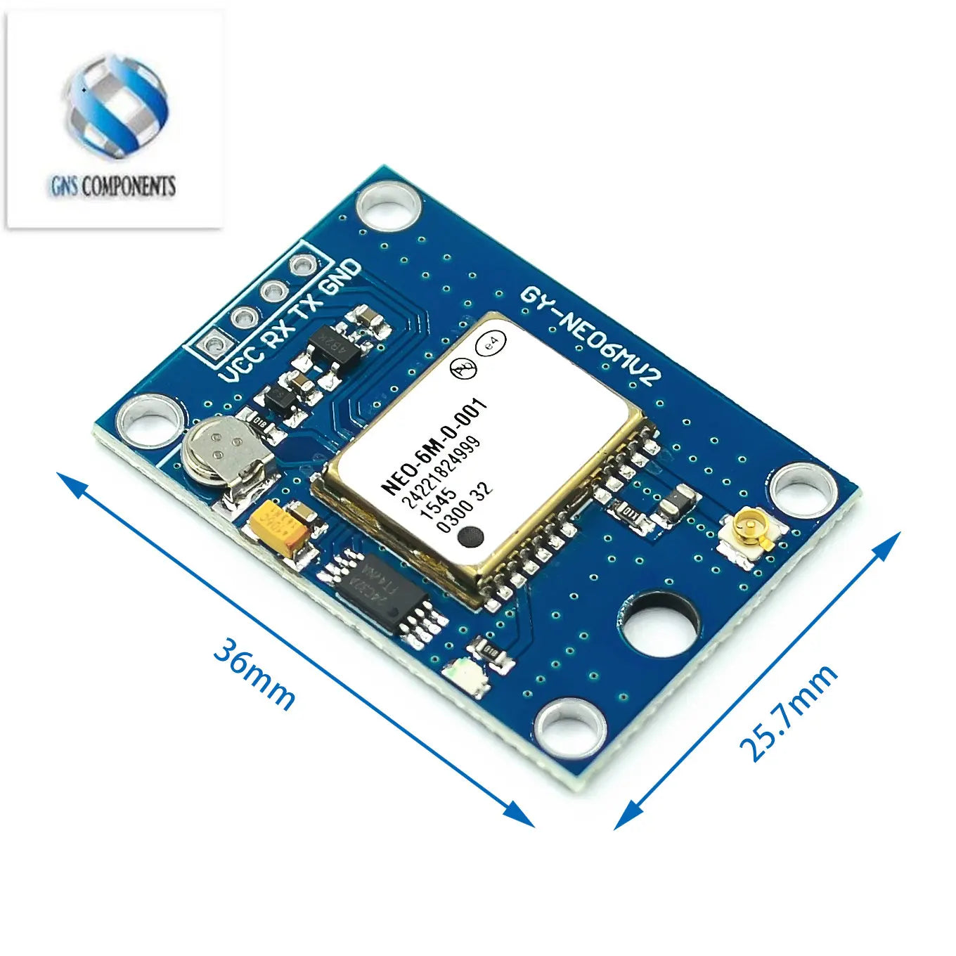 Módulo GPS GY-NEO6MV2 / GY-NEO7MV2 / GY-NEO8MV2 (NEO-6M/7M/8M) con Antena Grande y EEPROM para Control Vuelo MWC/APM2.5 Arduino