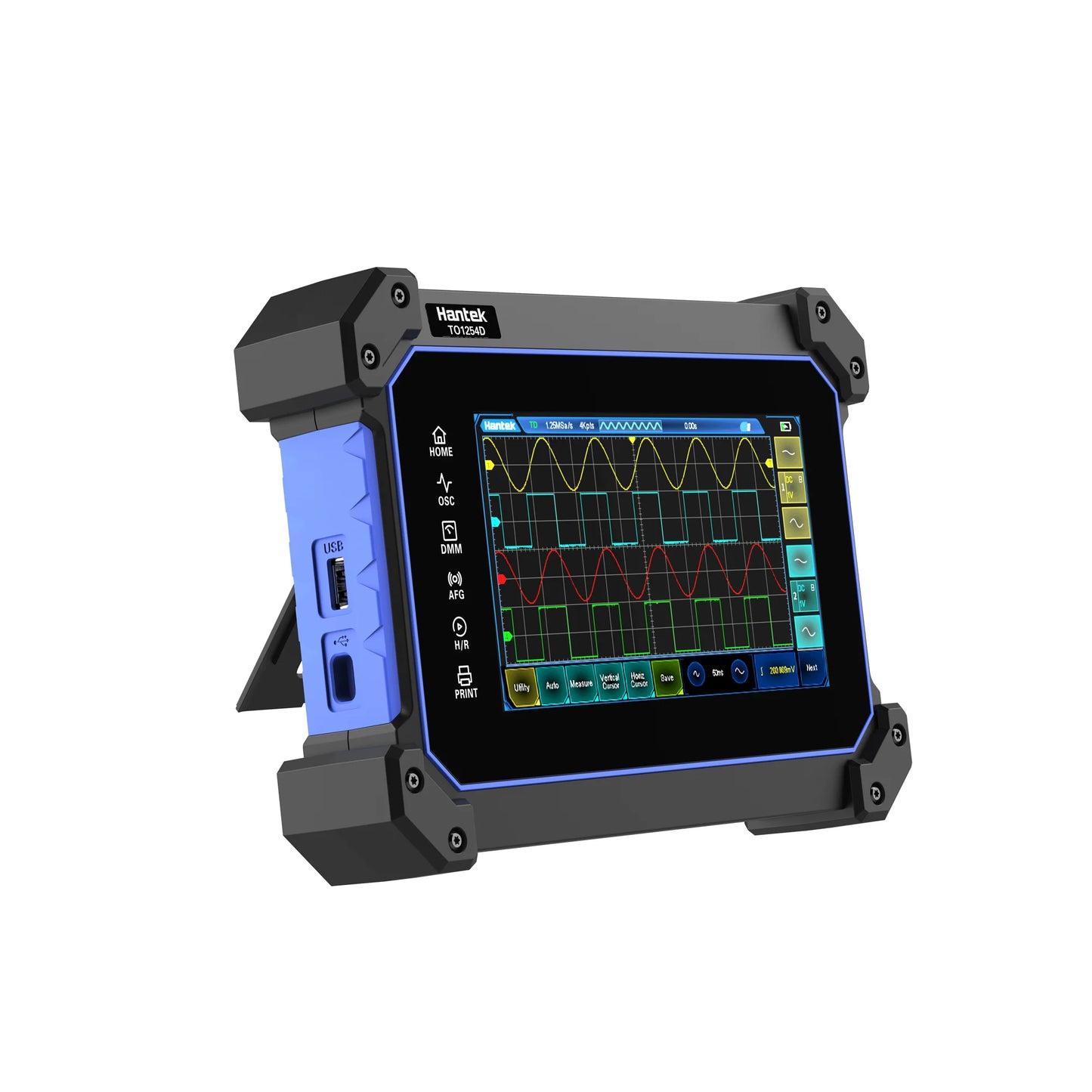 Osciloscopio Digital Hantek TO1112D Pantalla Táctil 2 Canales 110MHz Portátil + Generador Señal + Multímetro