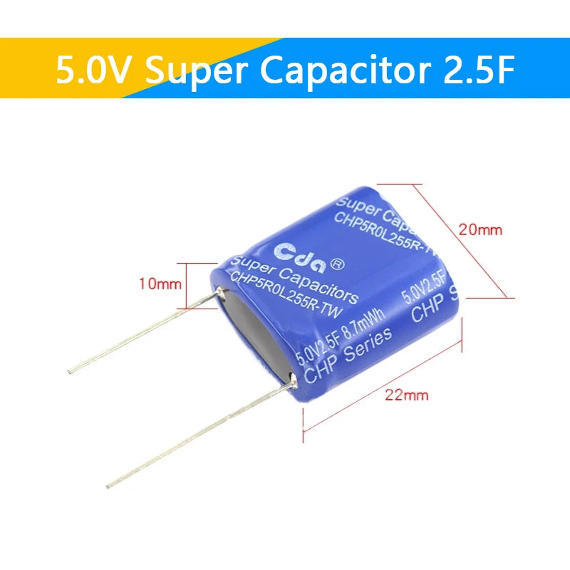 Supercapacitor Farad Tipo Combinación (0.22F-50F, 5.5V) - Unidad (Especificar Valor)