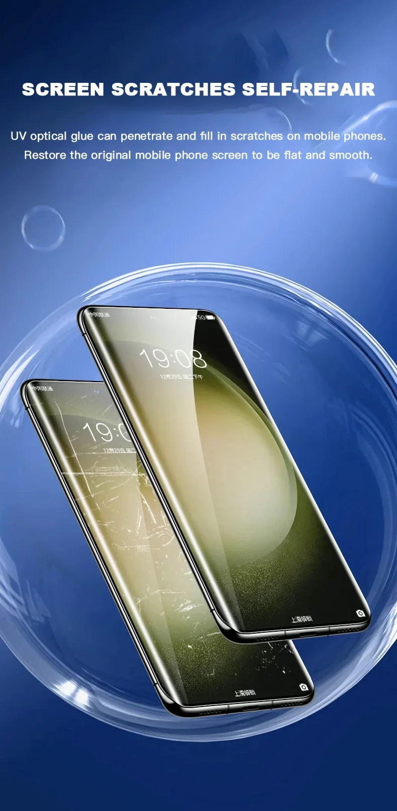 Protector Pantalla Cristal Templado UV Curvo para Samsung Galaxy S24/S23/S22/S21/S20 Ultra/Plus (Compatible S24 Ultra)