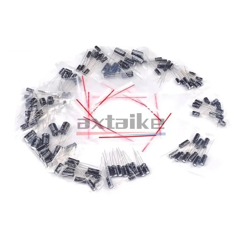 Kit Surtido Capacitor Electrolítico Aluminio (0.1uF-1000uF, 16V/25V/50V) con Caja - Pack 120/200/500 Piezas