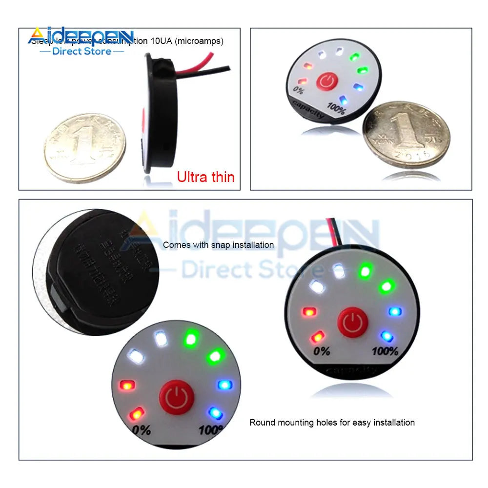 Indicador Capacidad Batería LED (1S-13S) - Tester Carga Plomo-Ácido/Litio (Li-Po/Li-ion) 12V/24V/48V