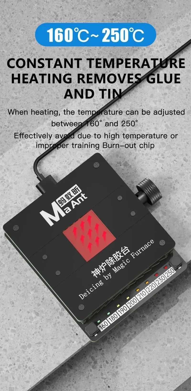 Maant SL-2 Mini Universal Adjustable Temperature CPU Heating Platform for Chip CPU Glue Removal Solder Removal BGA Reballing