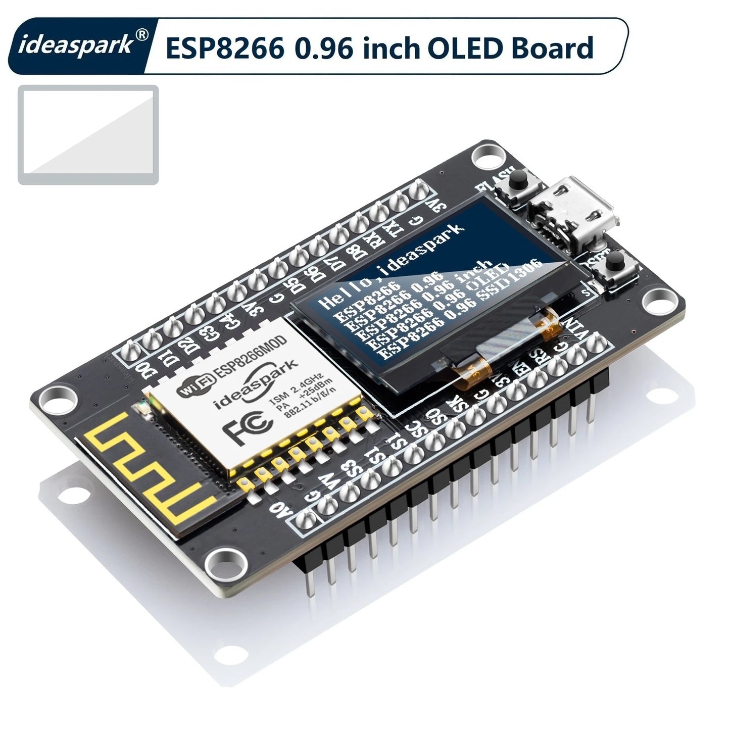 Placa Desarrollo NodeMCU ESP8266 con Display OLED 0.96" CH340 ESP-12E WiFi Micro USB Arduino/Micropython