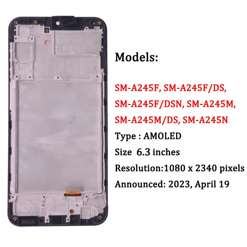 Pantalla OLED A24 4G para Samsung A24 4G A245 SM-A245F SM-A245F/DS pantalla LCD MONTAJE DE digitalizador con pantalla táctil
