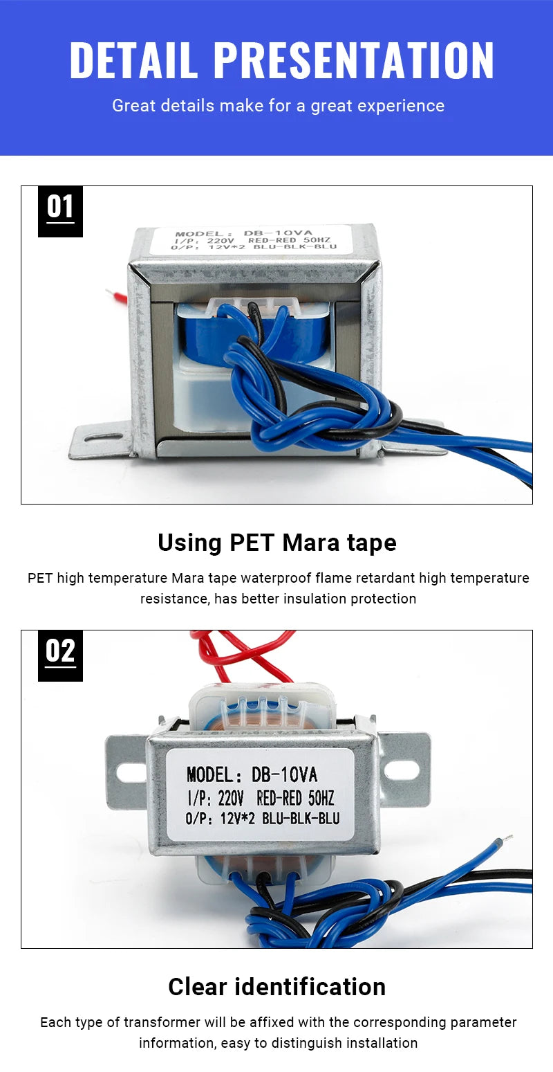 Transformador Audio Alimentación 10W - Entrada 220VAC, Salidas +/-12V, +/-15V, 24V - Núcleo Ferrita