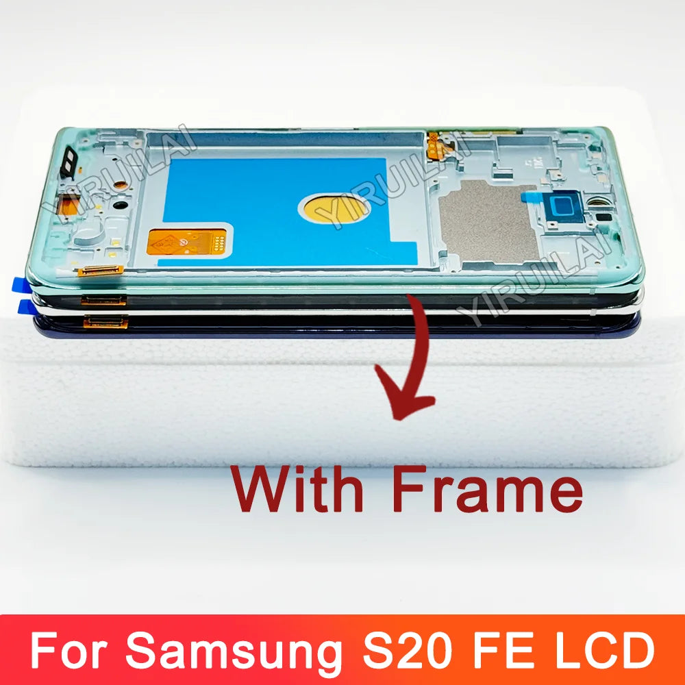 OLED para Samsung Galaxy S20 FE G780F pantalla LCD Digitalizador de pantalla táctil con marco para Samsung S20 FE 5G G781B reemplazo LCD