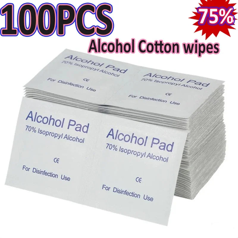100Pcs/box 75% Alcohol Wipes Individually Wrapped for Disposable Cleaning Pads Car Detail Glass Wash Towel Screen Glasses Clean