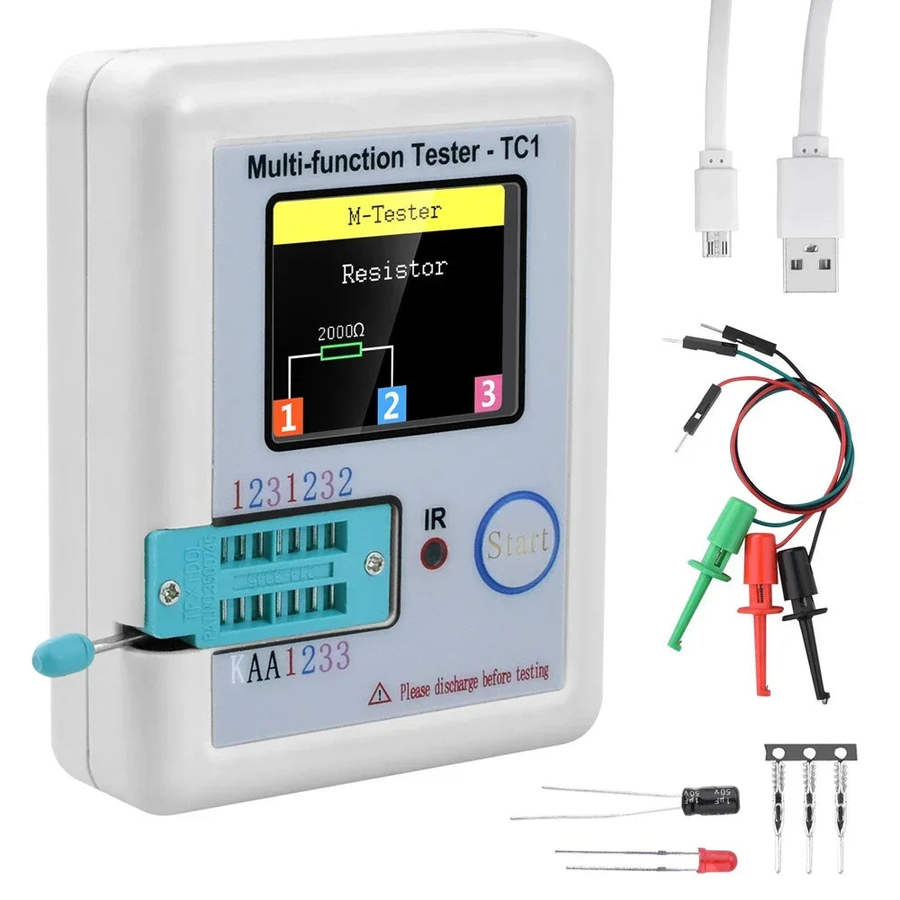 Tester Transistor LCR-TC1 (Pantalla TFT 1.8") - Medidor Multifunción Diodo, Triodo, Capacitor, Resistencia (MOSFET/NPN/PNP/TRIAC)