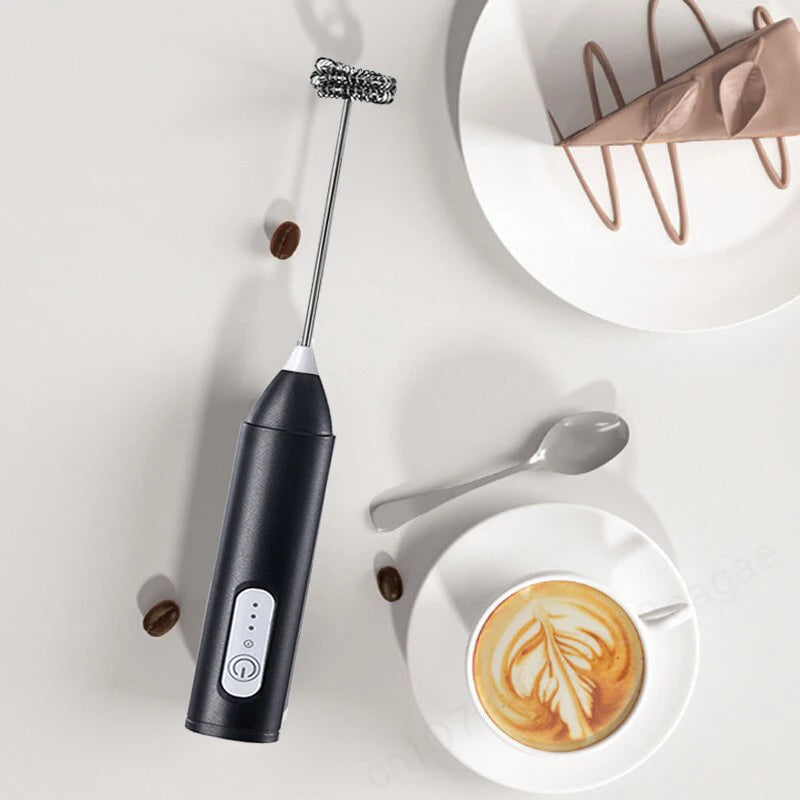 Espumador Leche Inalámbrico Eléctrico Recargable (Tipo C) Batidor Mano Acero Inoxidable Mini Mezclador Café/Cappuccino/Crema