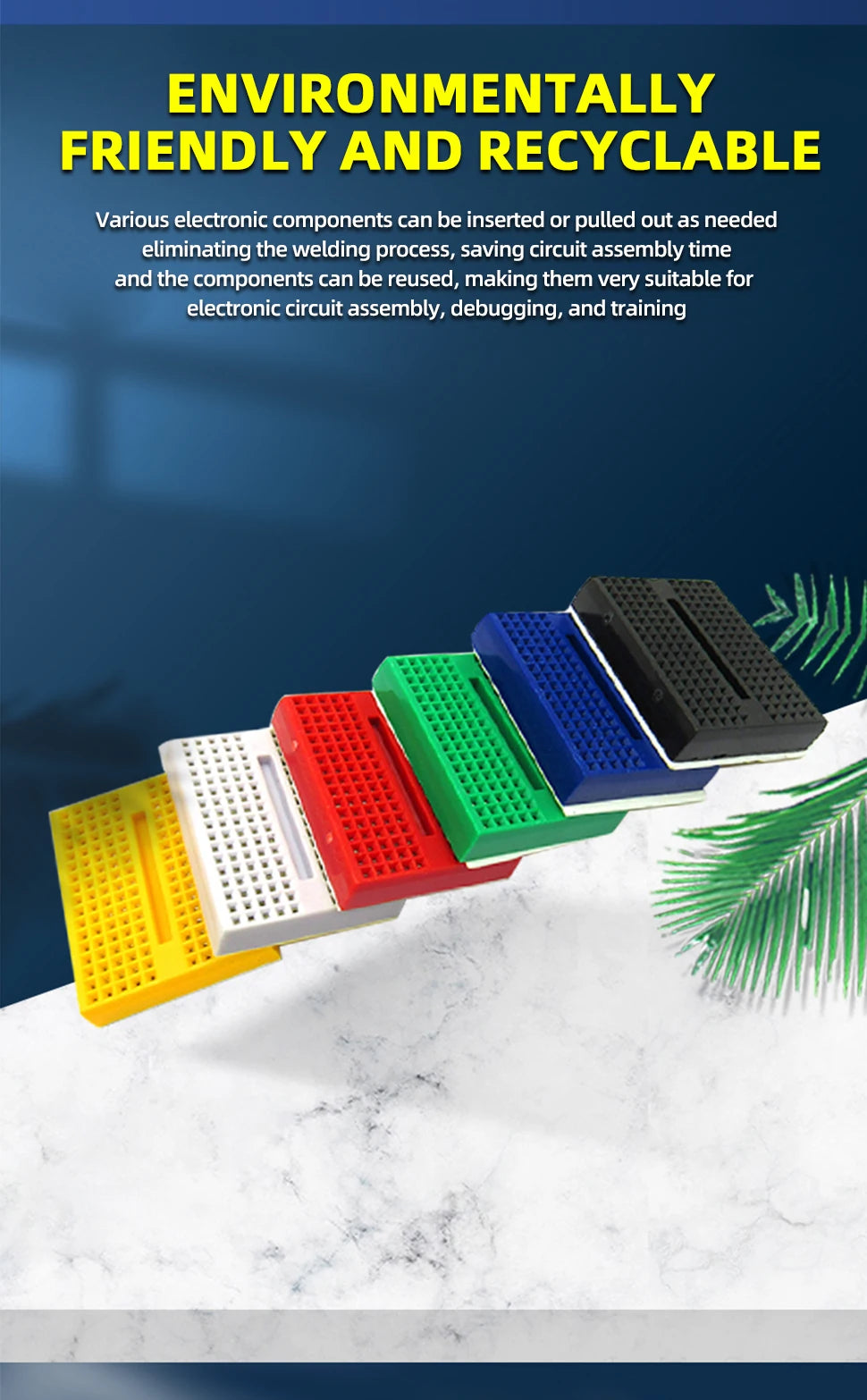2PCS SYB-170 Mini Solderless Prototype Experiment Test Small Breadboard Kit With 170 Tie Points Plus Adhesive Back 35*46*8mm
