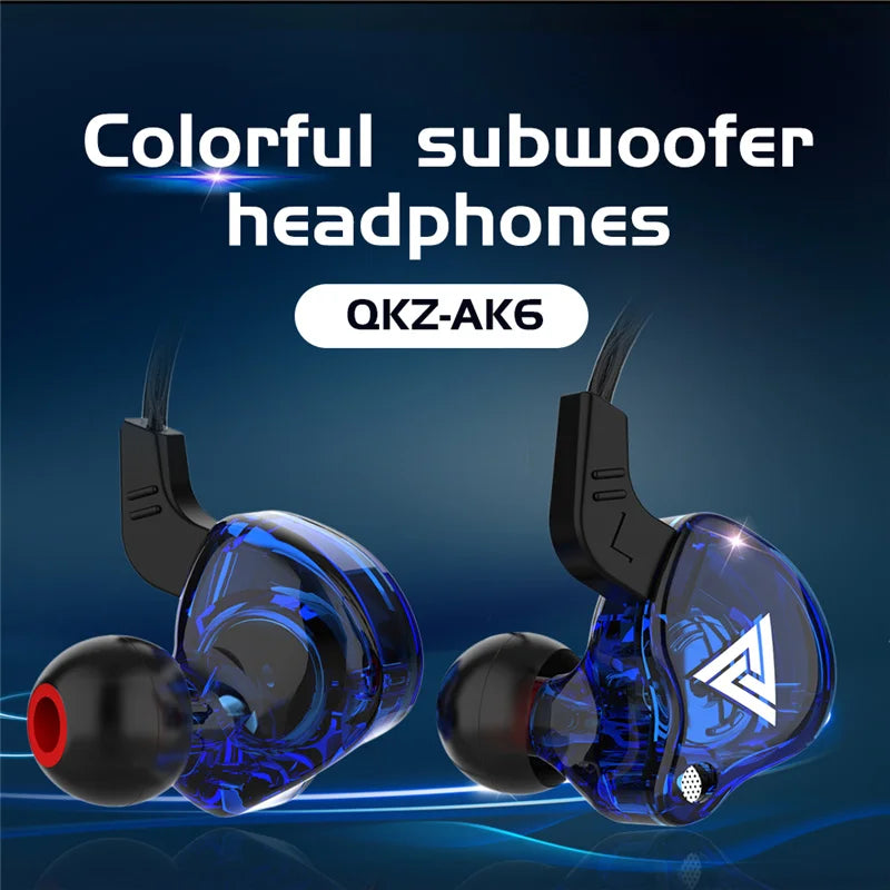 Auriculares con Cable QKZ AK6 (Driver Cobre HiFi, 3.5mm) Deportivos con Micrófono (Bajos Estéreo, In-Ear)