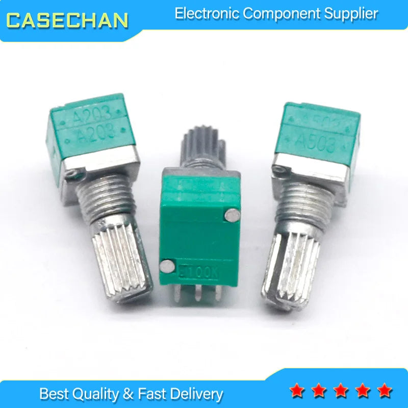 5pcs/lot Special audio amplifier high precision 10% double potentiometer RK097G A20K A50K A100K handle length 15MM flower axis