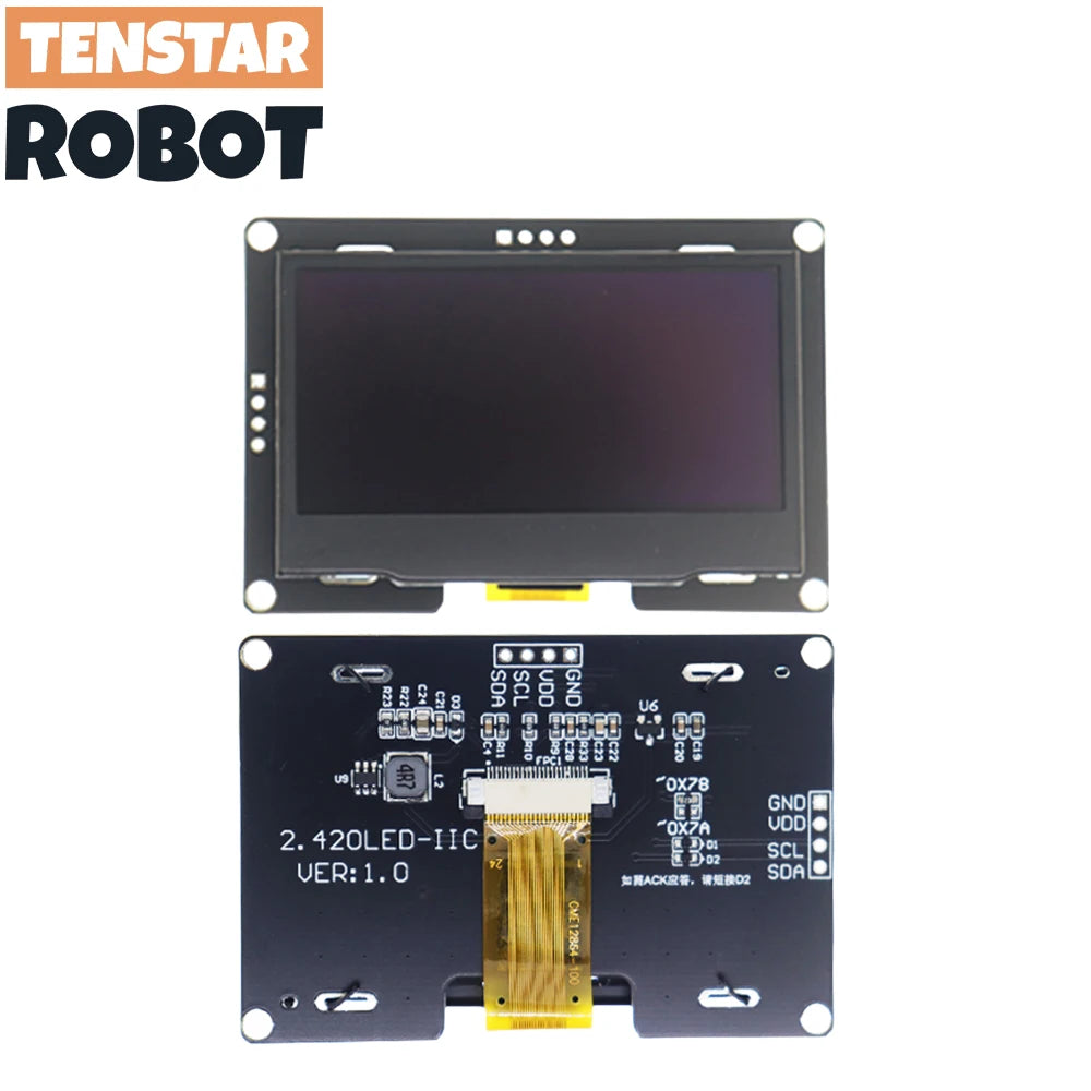 OLED 2.4" 2.42 Inch 128x64 LCD Display SSD1309 12864 4 Pin IIC I2C SPI Serial Interface
