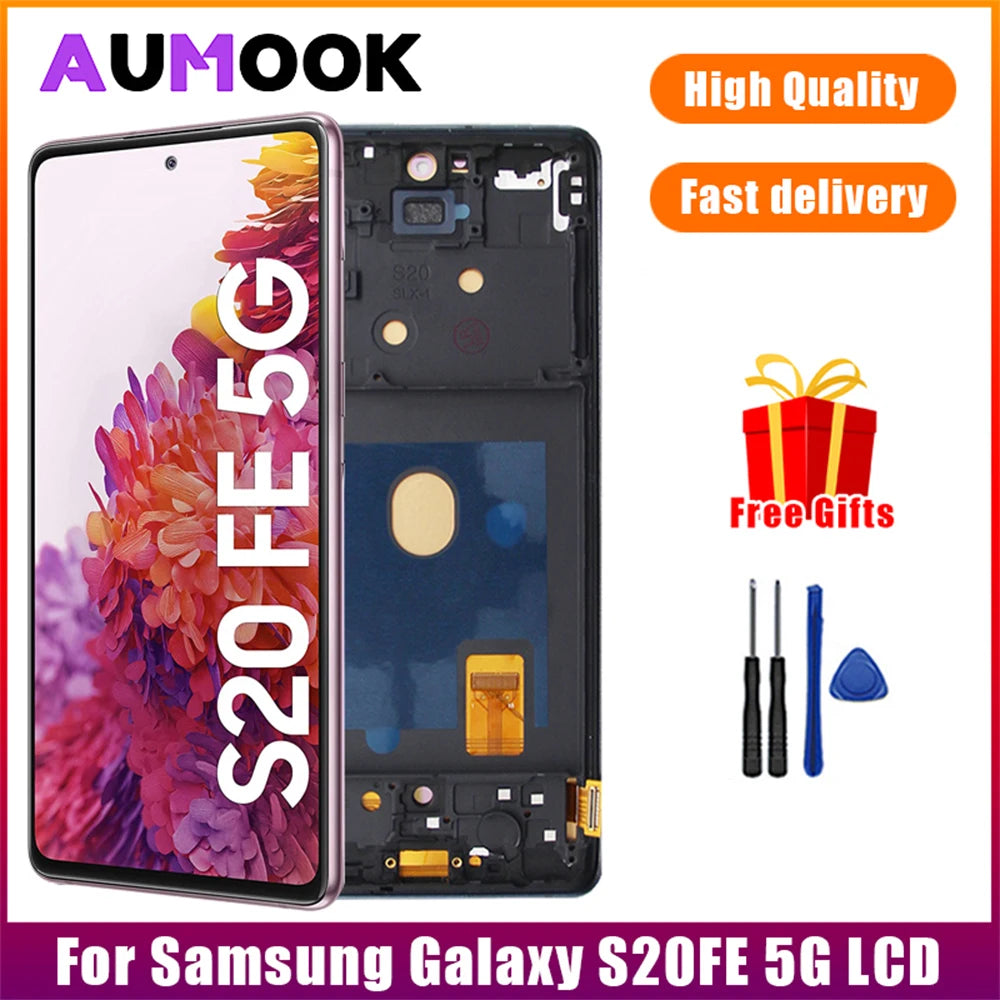 Pantalla LCD AMOLED S20FE para Samsung S20FE 5G, ensamblaje de digitalizador de pantalla táctil para Samsung G780F G780G G781B G781U, pantalla LCD