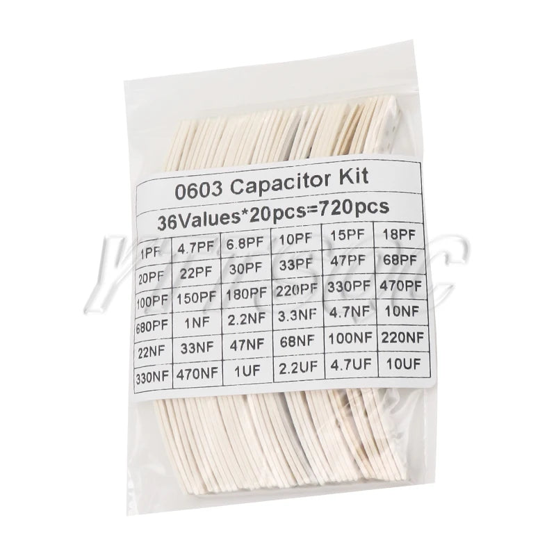 Kit Surtido Capacitores Cerámicos SMD (1pF-10uF, 36 Valores, 0603/0805/1206)