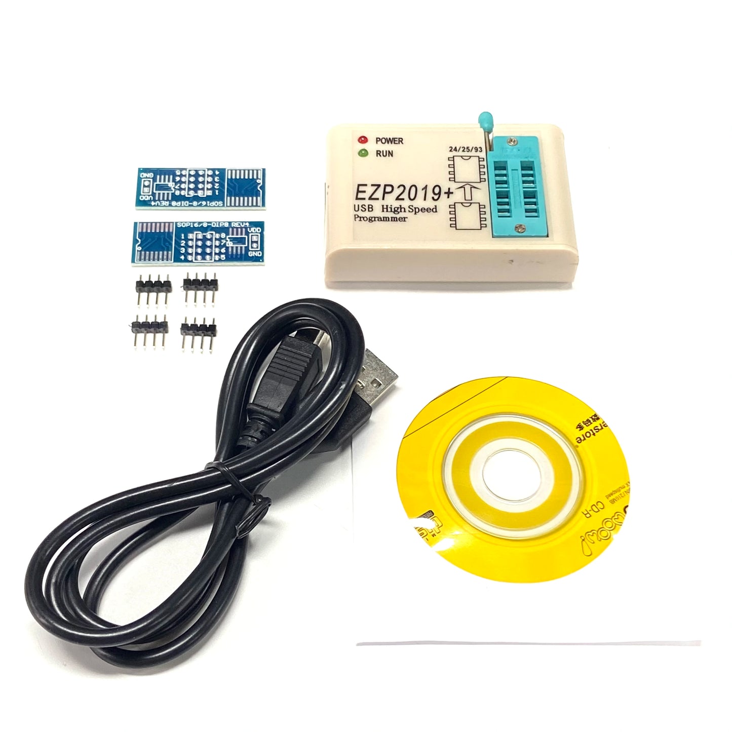 Kit Programador USB SPI Alta Velocidad EZP2019 + 5 Sockets Full Set para EEPROM 24/25/93, Flash 25 BIOS Chip