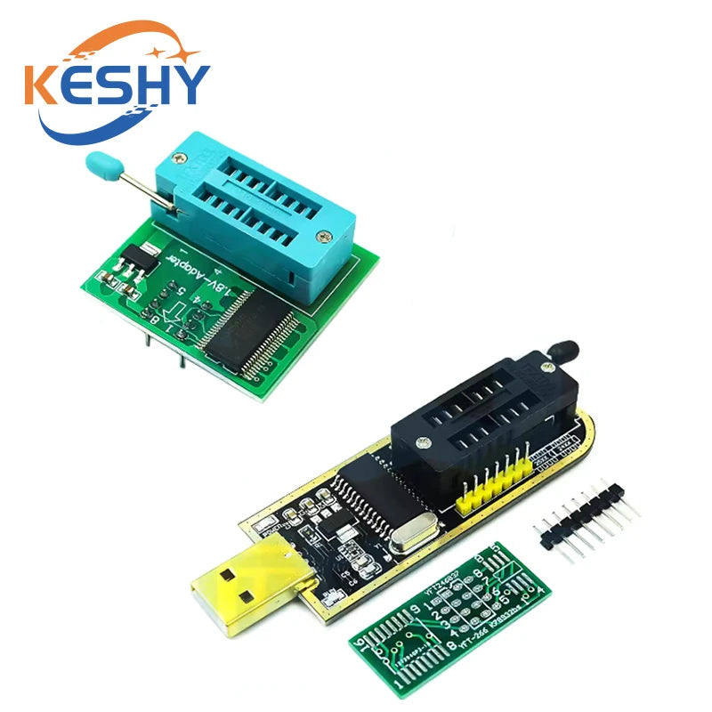 Kit Programador USB CH341B 24/25 Series EEPROM Flash BIOS + Clip Test SOIC8/SOP8
