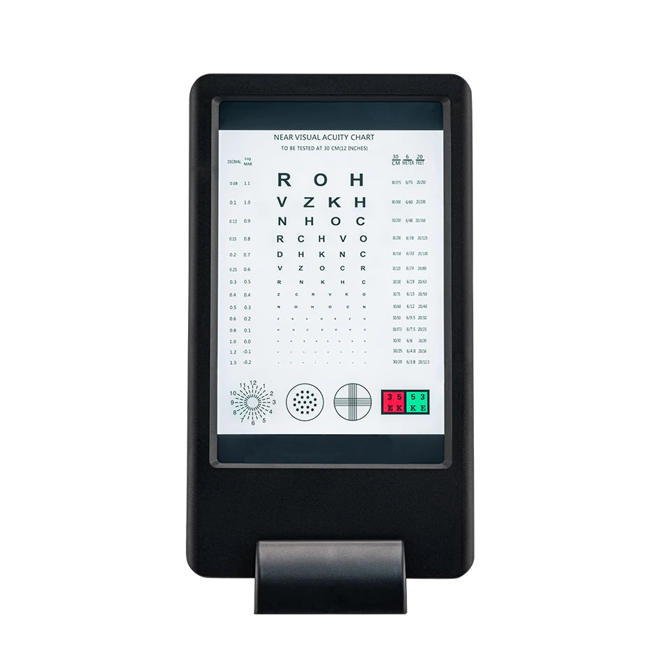 Tester Visión Cercana Recargable (30cm) CP-37C - Cartilla Doble Cara (Letras/Anillos E) con Adaptador AC