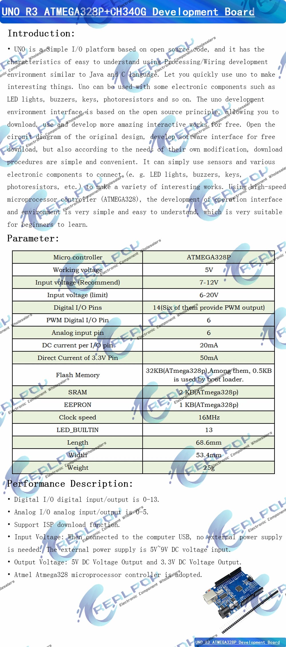 Placa Desarrollo UNO R3 (Oficial ATMEGA16U2 / WiFi R3 ATMEGA328P CH340G) compatible WeMos ESP8266 (con Caja)