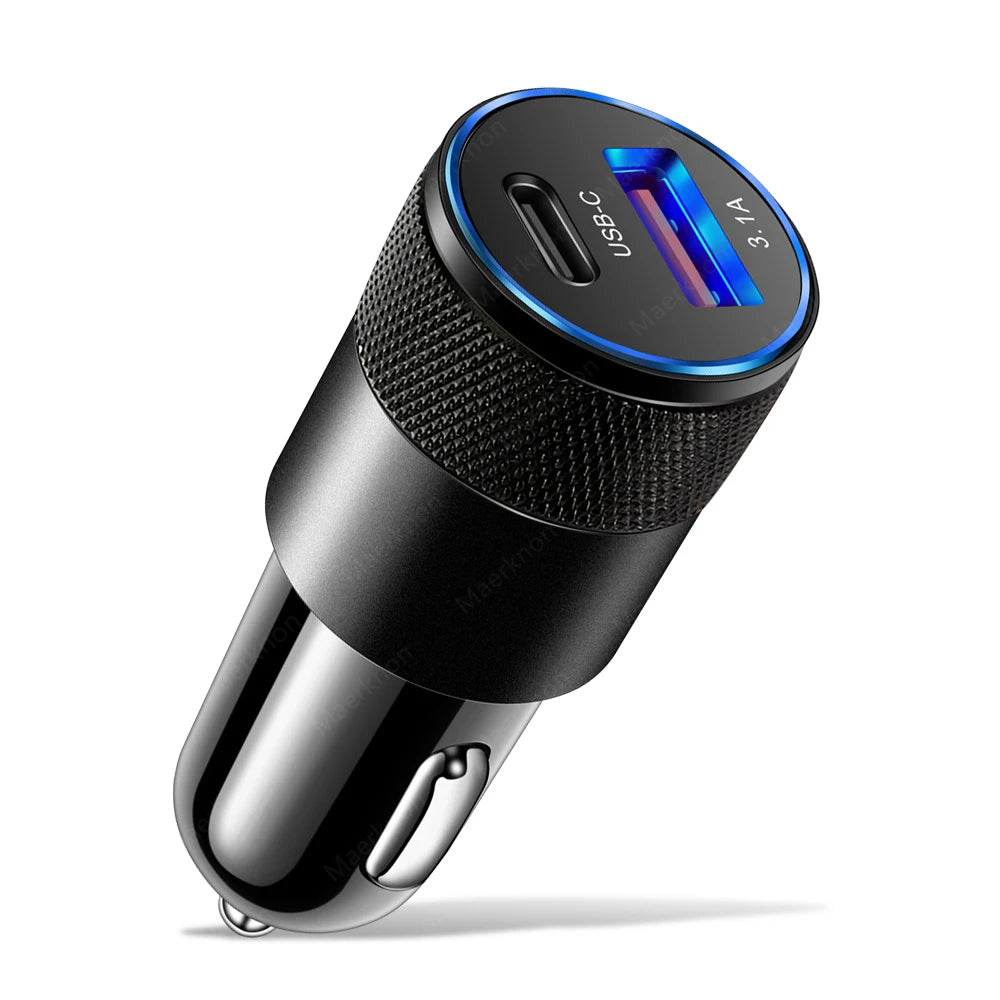 Cargador Auto USB 80W PD Tipo-C Carga Rápida Adaptador para iPhone 14/13/12 Pro/Xiaomi/Huawei/Samsung QC3.0