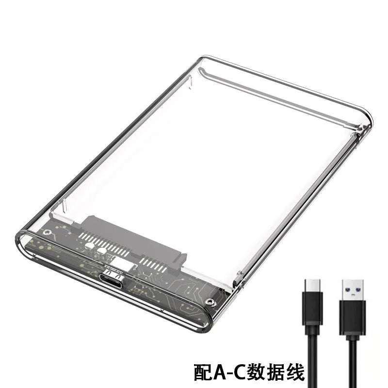 Carcasa Externa Transparente USB 3.0 / Tipo C 3.1 a SATA para Disco Duro HDD/SSD 2.5" Caja Caddy