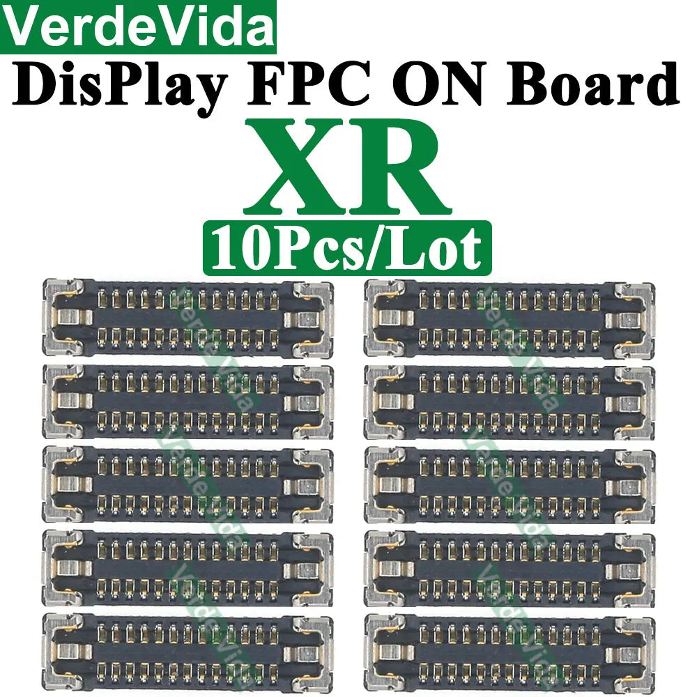 Conector FPC Pantalla LCD / Táctil en Placa Base para iPhone X/XS/XR/11/12/13/14/15/16 Pro Max/Plus (10 Unidades)