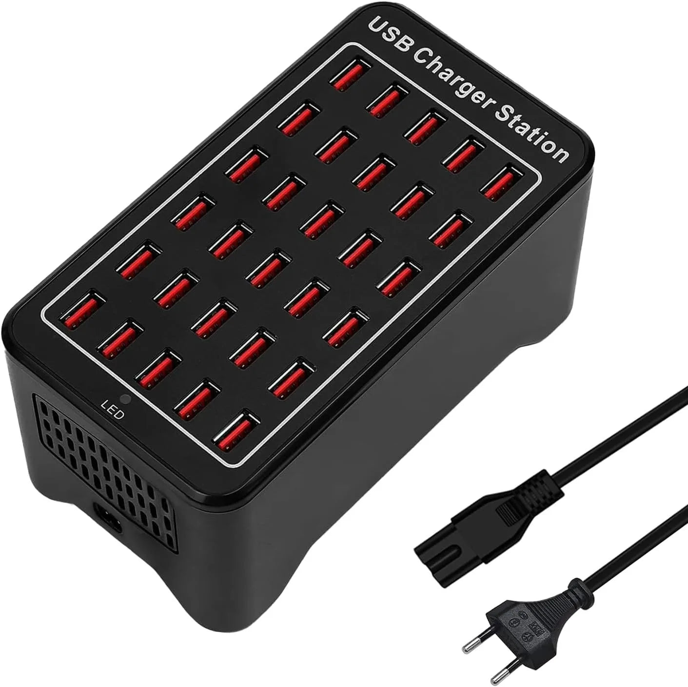 Hub Cargador USB Inteligente Escritorio 20/30 Puertos (100W/150W) Estación Carga Multi-Puerto para Samsung/iPhone/iPad/Tablet