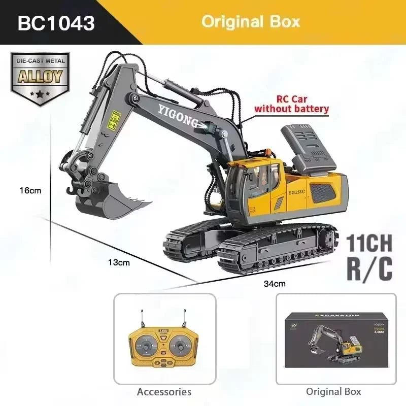 Auto Excavadora Todoterreno RC 4x4 a Batería (Drift, Acrobacias) Juguete Crawler Control Remoto para Niños Regalo