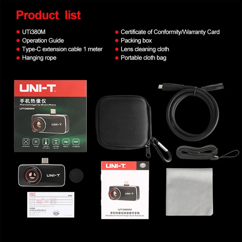 Cámara Térmica UNI-T UTi380M para Android - Termógrafo 400x300 Píxeles, Enfoque Manual, Test Fallo Circuito PCB