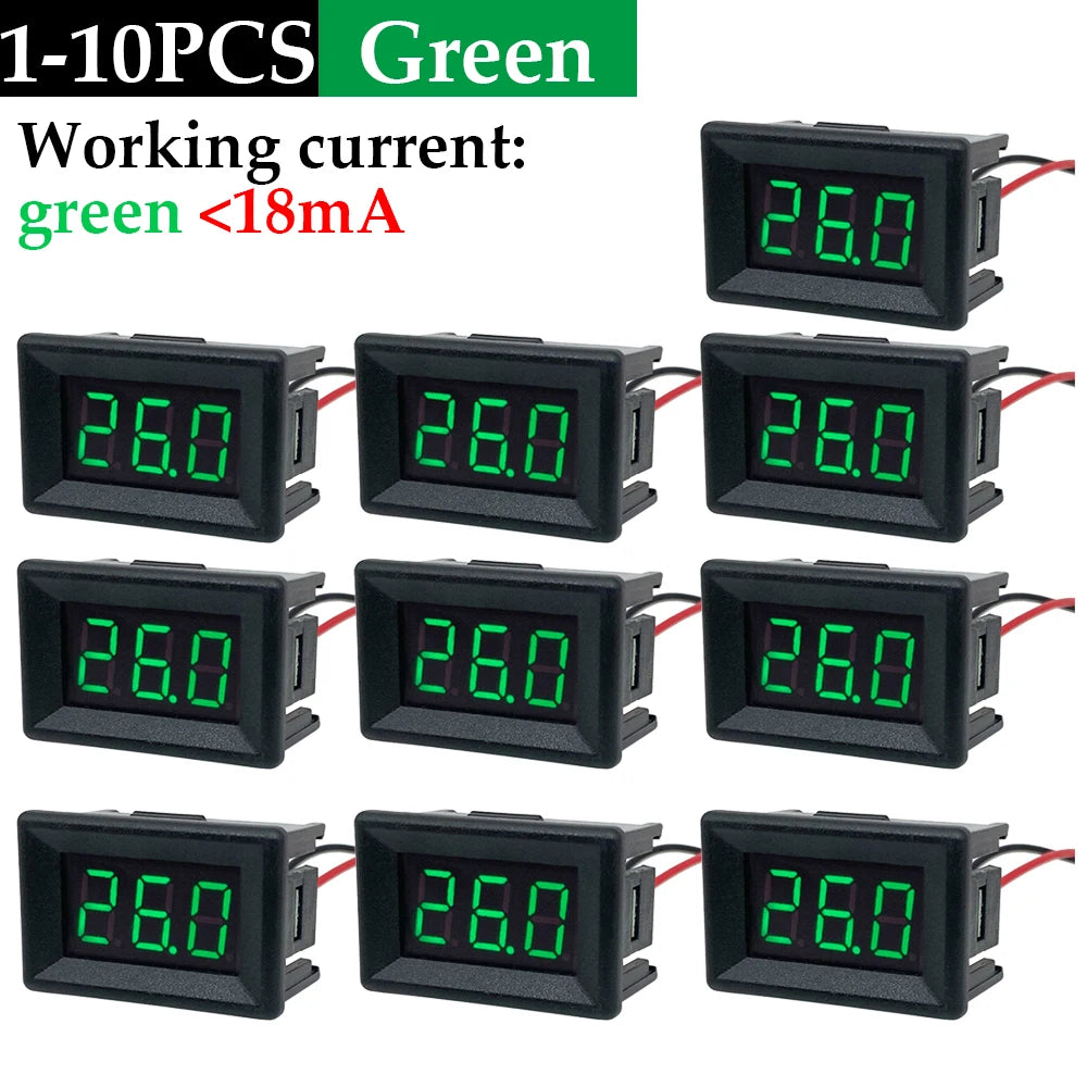 1-10Pcs Three-digit 0-30V Mini Digital Voltmeter Voltage Tester Meter Red/Blue/green LED Screen Meter for Car Motor Vehicle Tool